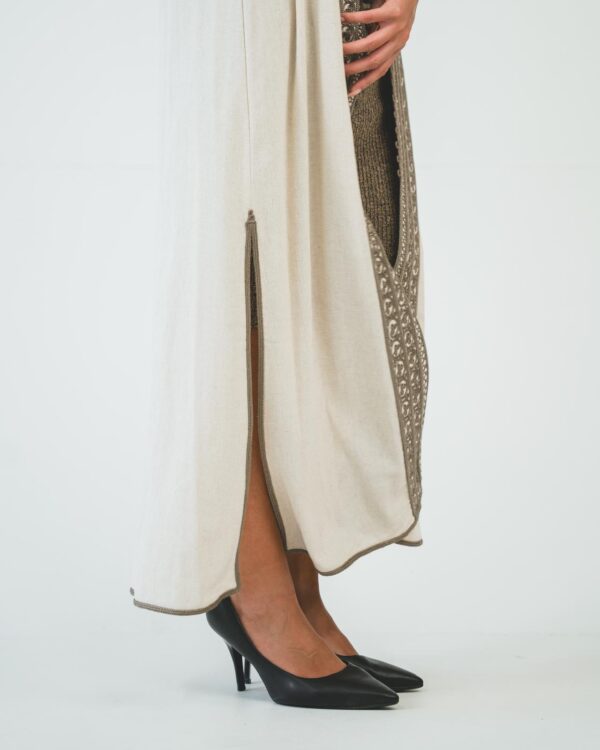 One-piece open caftan (kimono top, beige) - Image 3