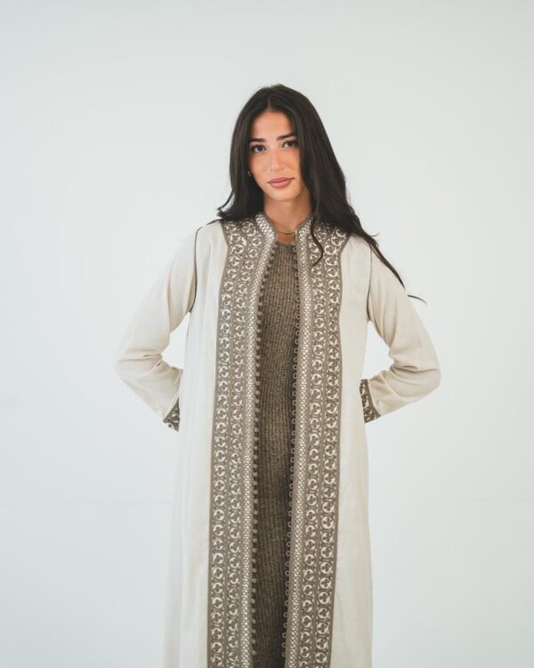 One-piece open caftan (kimono top, beige) - Image 2