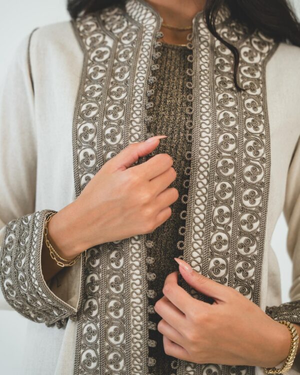 One-piece open caftan (kimono top, beige) - Image 4