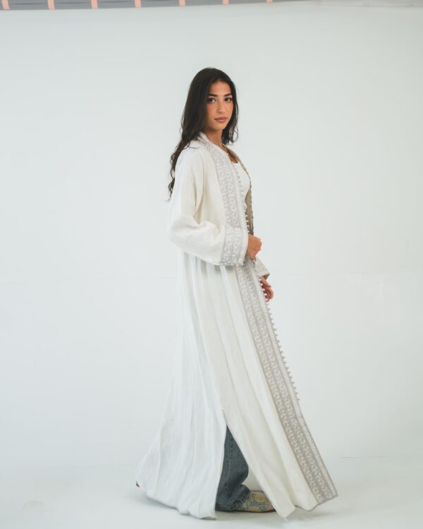 ⁦One-piece open caftan (white kimono top)⁩ - الصورة ⁦3⁩