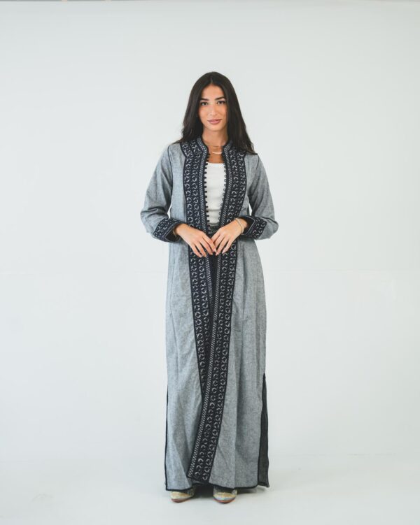 One-piece open caftan (kimono top, gray)