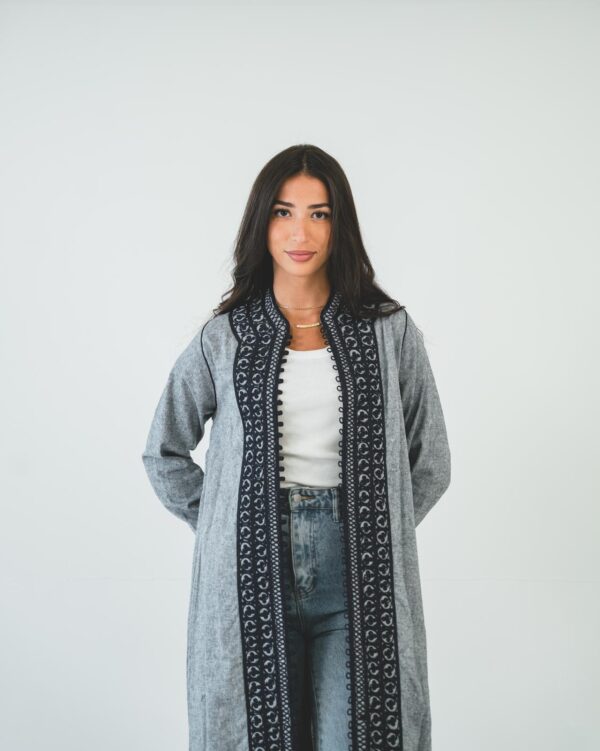 One-piece open caftan (kimono top, gray) - Image 2
