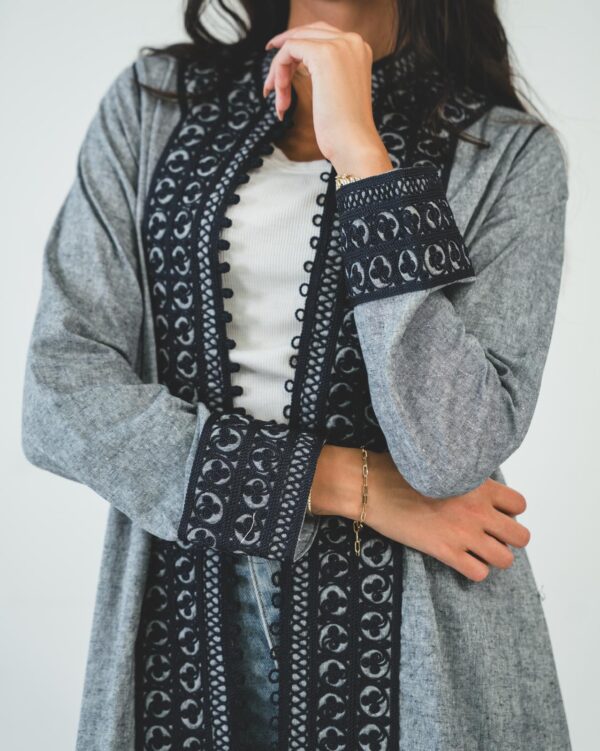 One-piece open caftan (kimono top, gray) - Image 4