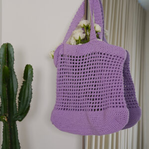 Lavender Crochet Tote Bag
