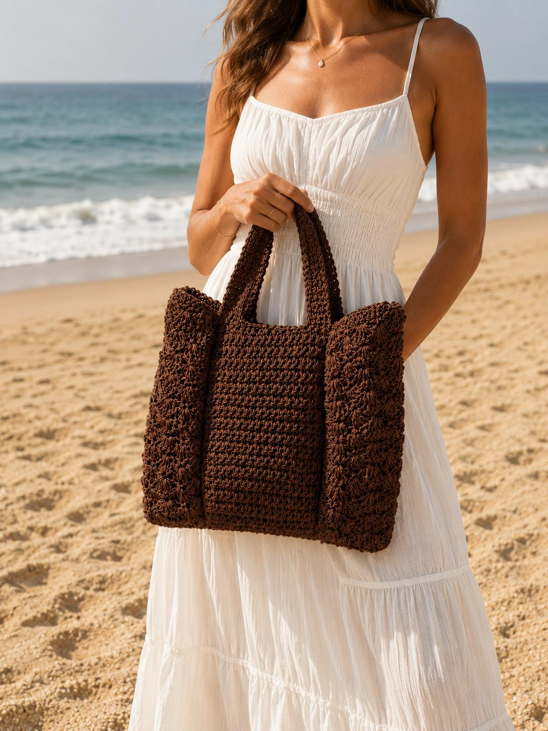 Raffia Crochet Tote Bag - Image 2