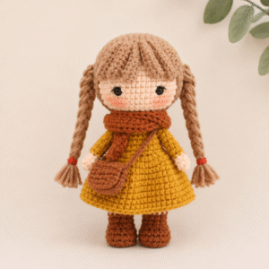 Autumn Crochet Doll – Mustard Dress