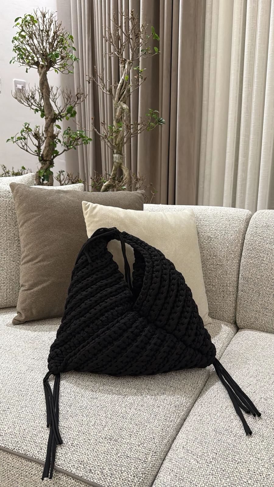 Triangle Crochet Bag – Black - Image 6