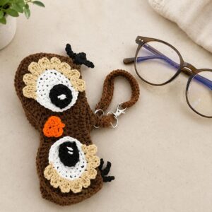Handmade Crochet Owl Glasses Holder