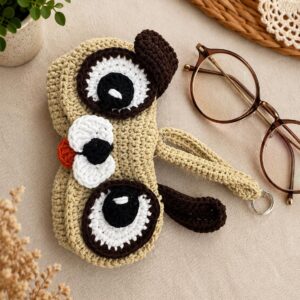 Handmade Crochet Puppy Glasses Holder