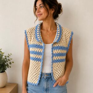 Handmade Crochet Striped Vest