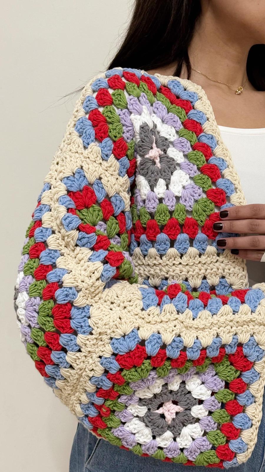 Handmade Granny Square Crochet Cardigan - Image 2