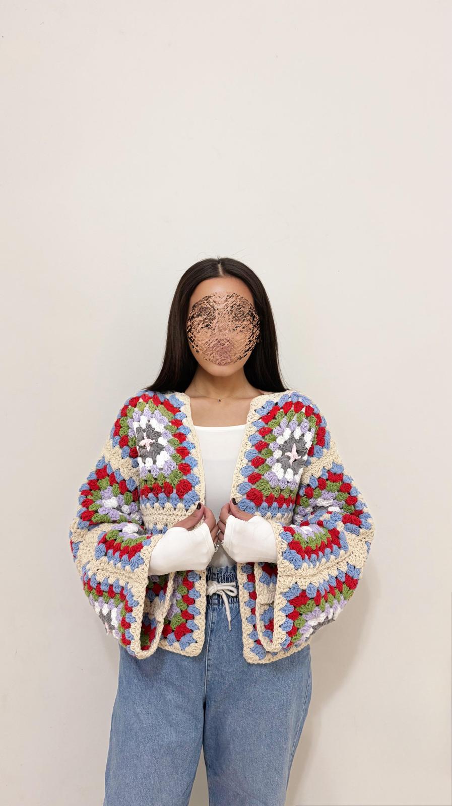 Handmade Granny Square Crochet Cardigan - Image 5